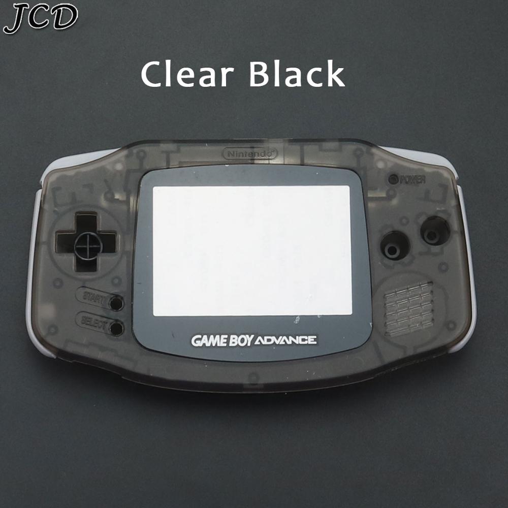 JCD carcasa completa para Nintendo Gameboy GBA funda carcasa rígida con lente de pantalla para consola Gameboy Advance carcasa transparente luminosa: Clear Black