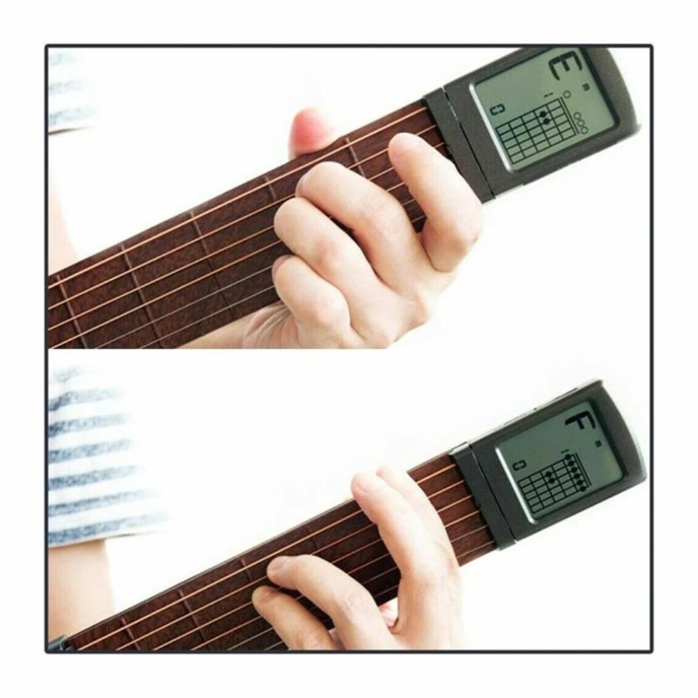Entrenador de acordes de guitarra de bolsillo, seis grados con pantalla LED, accesorios de guitarra de celosía de escalada, guitarra de bolsillo práctica