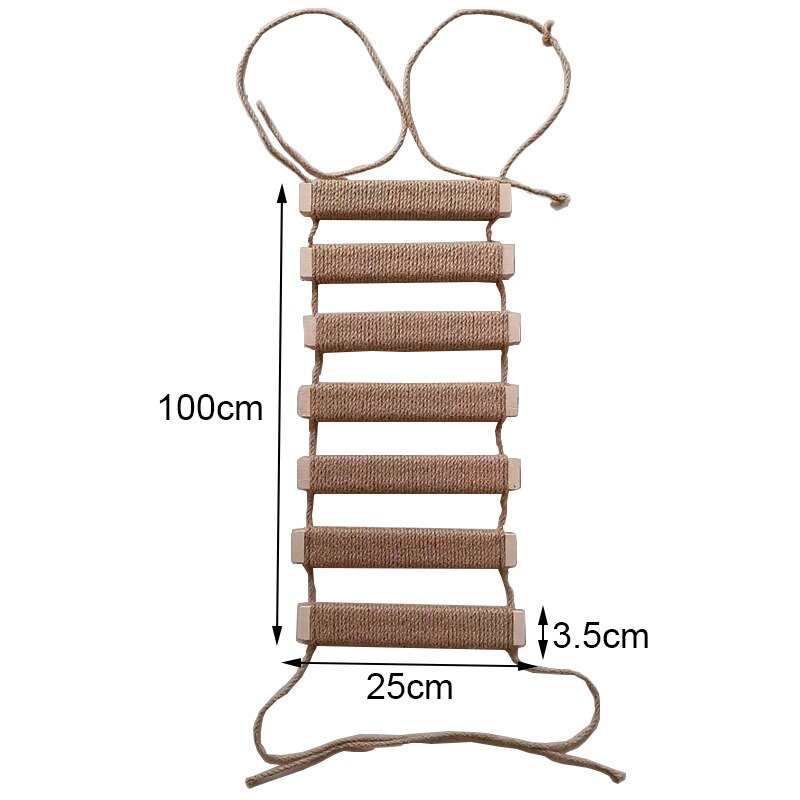 Wall-mounted Cat Bridge Cat Tree House Climbing Frame Star Scratching Post Cat Ladder Step Kitten Jumping Platform Pet Furniture: 100cm Sisal ladder