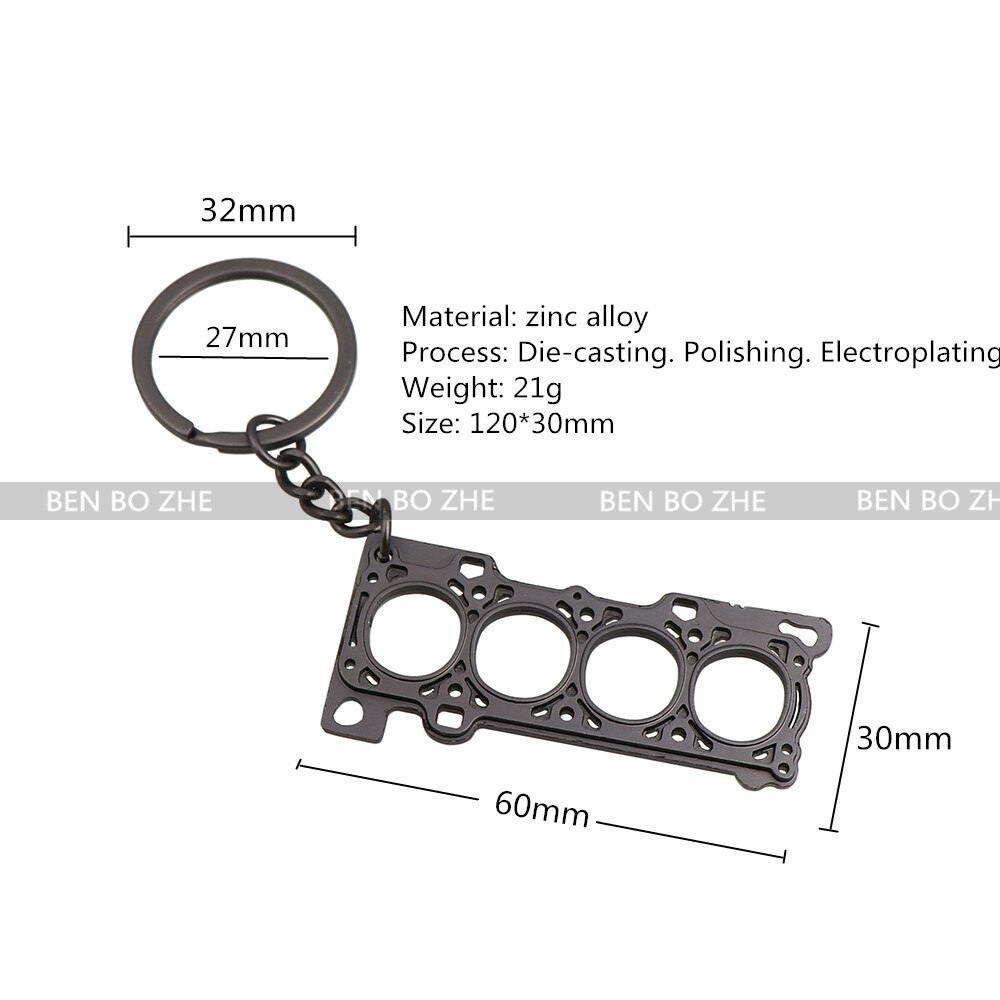 JDM car piston engine cylinder keychain turbo piston connecting rod key ring trend key ring accessories