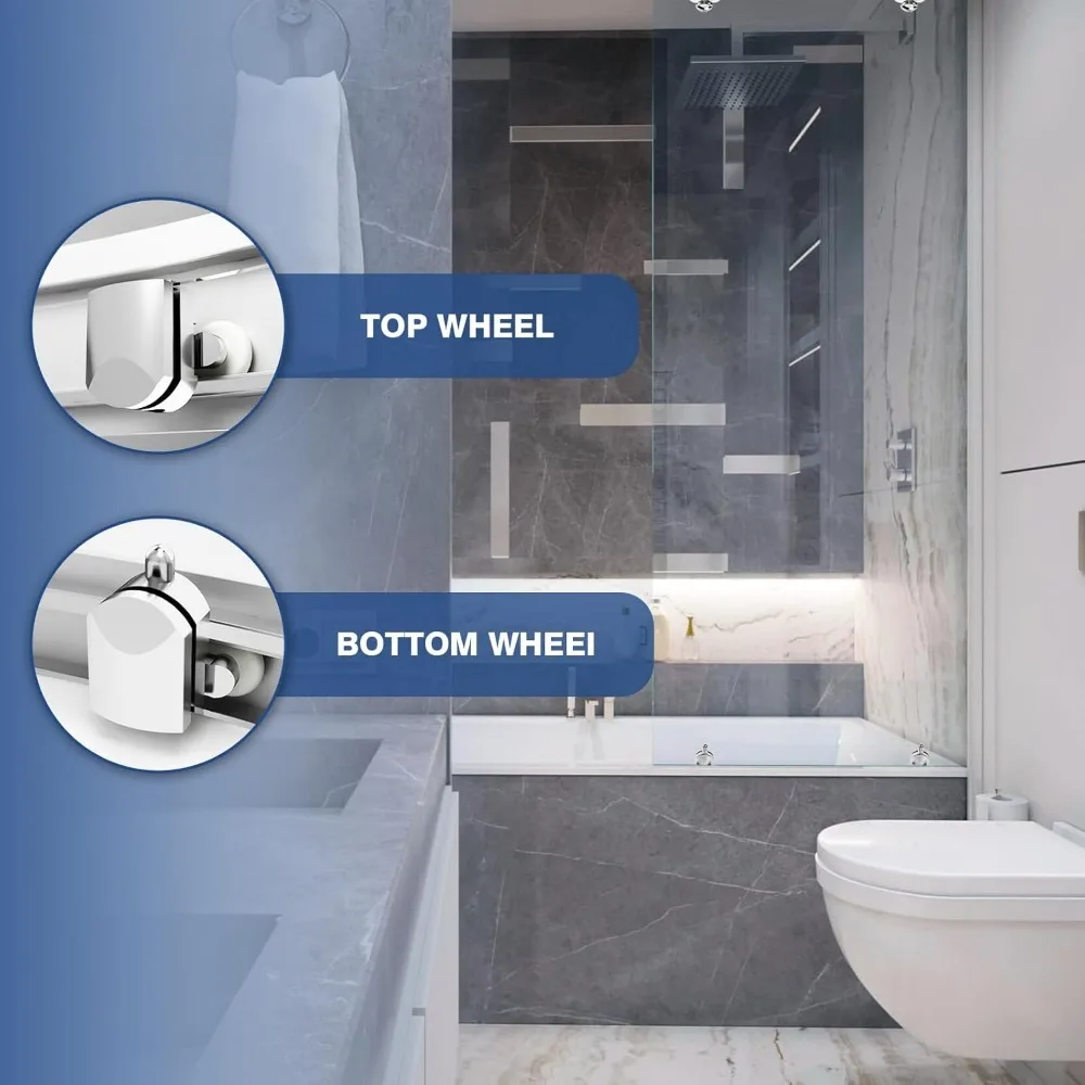 Shower Door Rollers 23mm Zinc Alloy Shower Door Wheels Curved Shower Rollers with Anti-Collision Block Bathroom Door Accessories