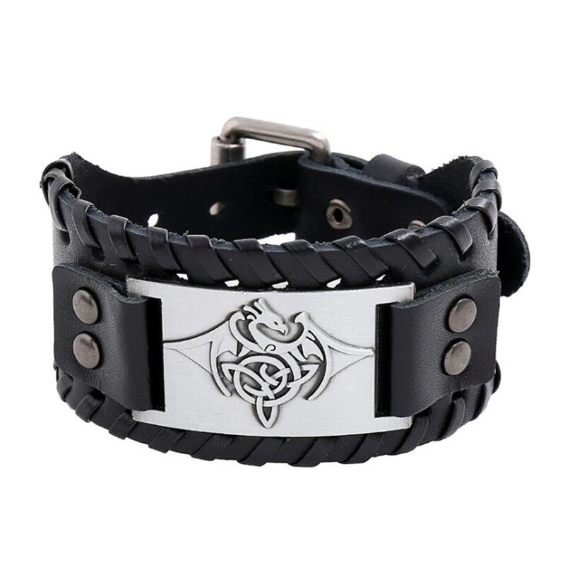 Pulsera vikinga Vintage para hombres, pulsera de Metal con imagen religiosa, pulsera ajustable para hombre, joyería: AB2