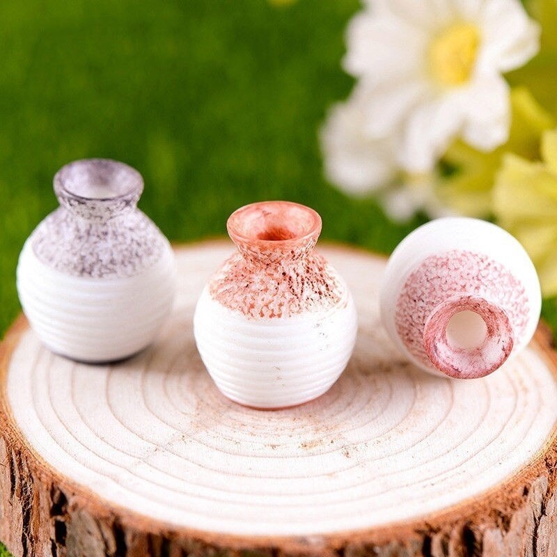 3PCS Kids Pretend Play Toys Fairy Garden Decoration Mini Resin Craft Vase Miniatures Moss Terrarium Micro Landscape