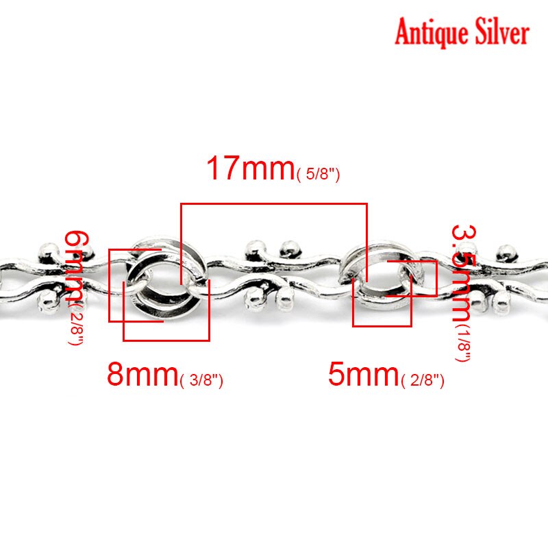 1M Doreen Box Links-Opened Chains Alloy Oval Bronze Silver Color For DIY Necklace Bracelet Jewelry Making Findings: 4