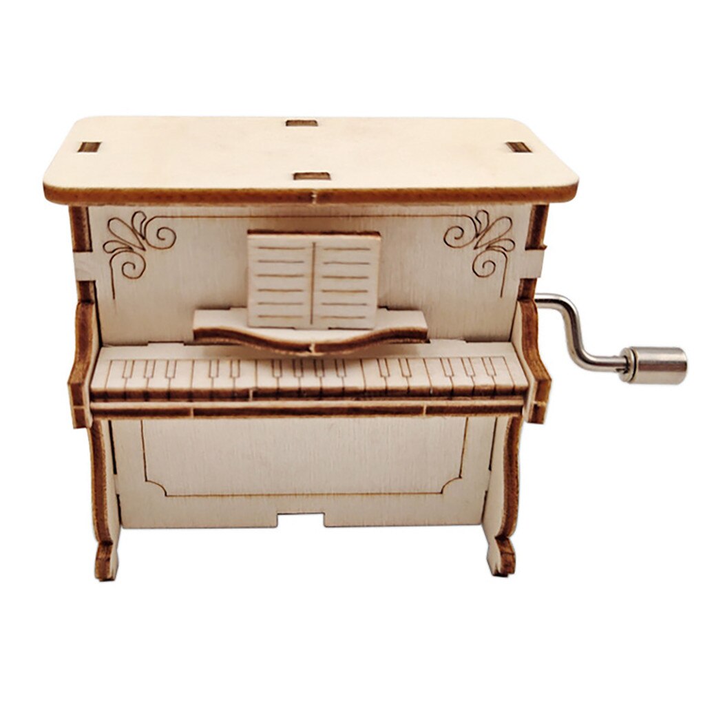 Boîte à musique bois manivelle bricolage Pianoforte forme boîte à musique jeu musique thème anniversaire fête mariage musique cercueil
