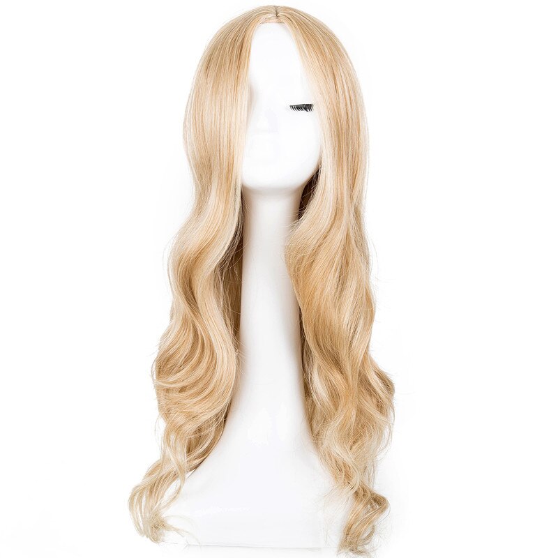 Fei-show-perruque synthétique longue bouclée en Fiber résistante à la chaleur, extension avec raie centrale pour femmes, coiffure de fête, déguisement pour femmes