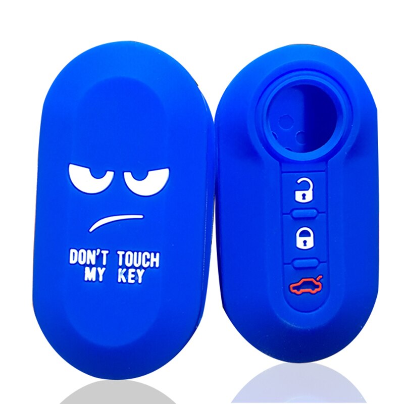 Silicone Key Cover Case Set Shell Skin For Fiat 500 Panda Dubbed Stilo 500x Flip Remote Key Blank Fob Auto Parts Car Accessories: blue