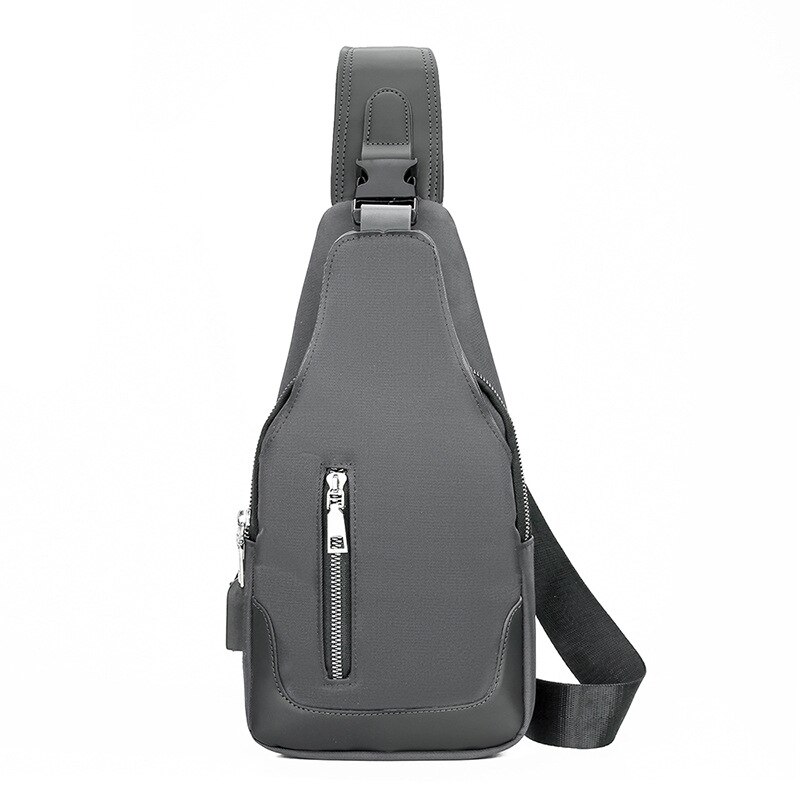 Men's Messenger Bag Shoulder Oxford Cloth Chest Bags Crossbody Casual Messenger Bags Man USB Charging Multifunction Handbag: Dark Gray
