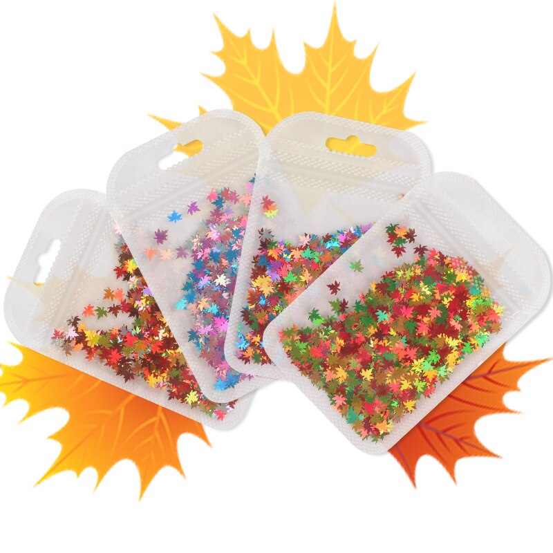 4 zakjes herfst esdoornblad nail art pailletten decoratie holografische kameleon glittervlokken uv gellak tools kerstnagels