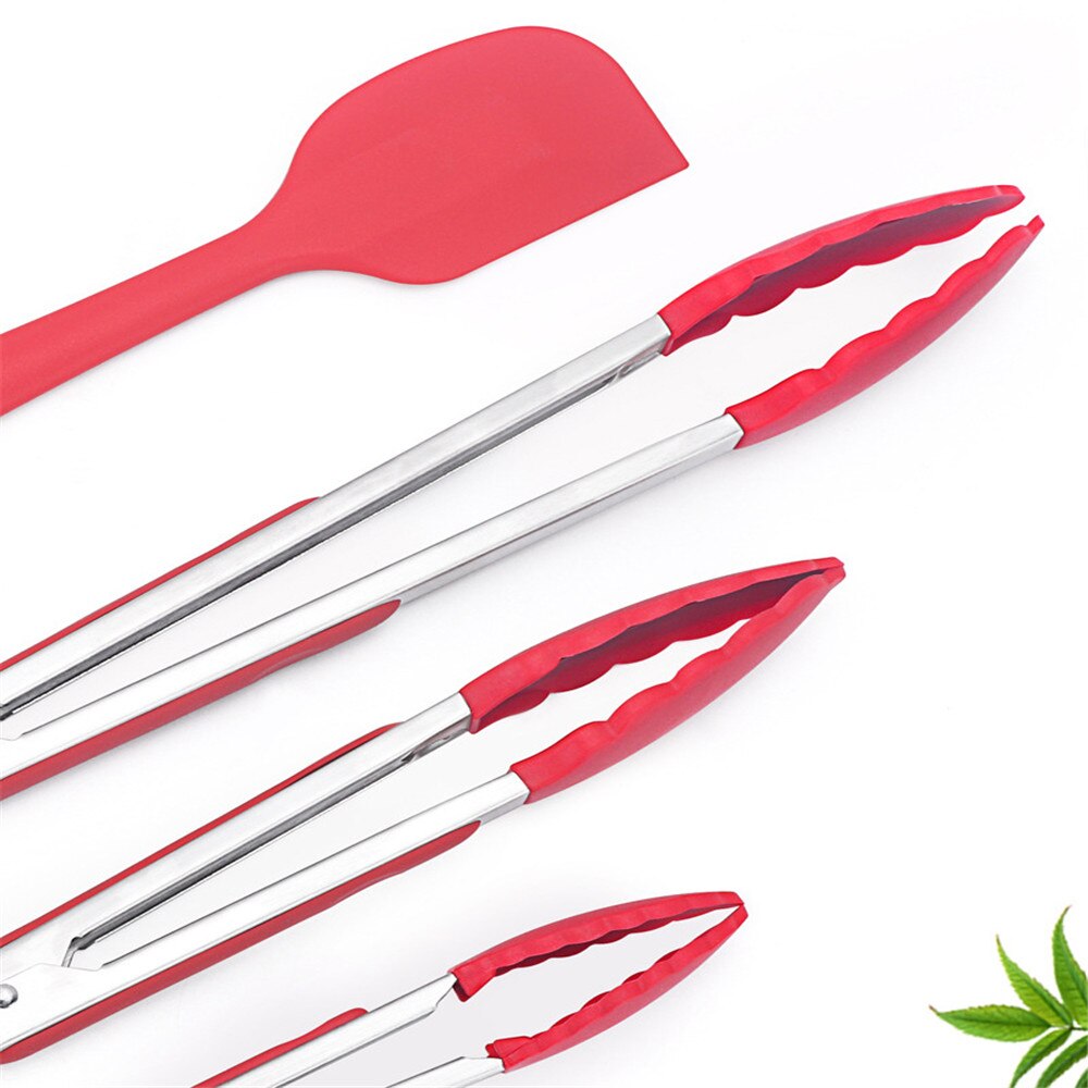 Stainless steel Silicone Kitchen Tongs Clip Salad Bread Cooking Food Serving Tongs Restaurant Food Folder Kitchen Tools