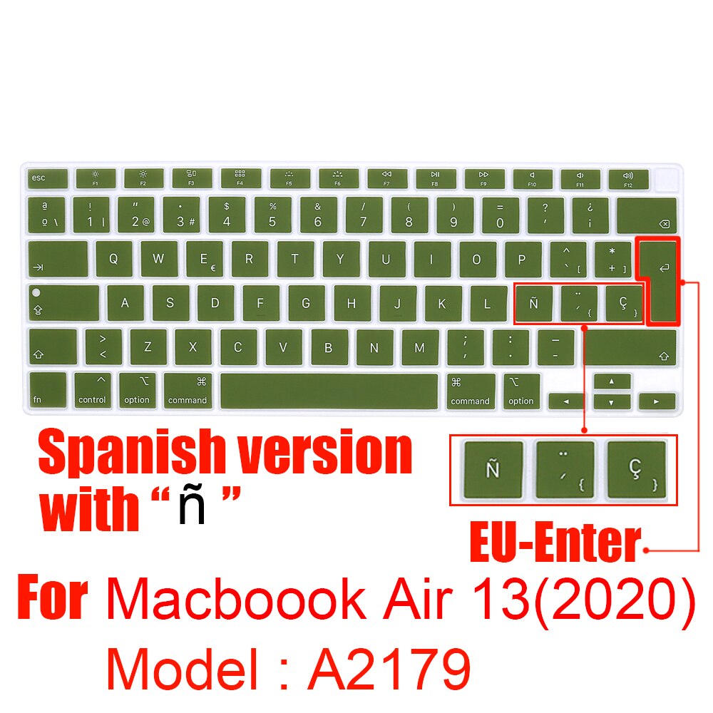 Dla 2020 nowy Macbook Air 13 Cal silikonowa klawiatura laptopa pokrywa z touchbar ue wersja A2179 hiszpania Laptop film ochronny: A2179 EU soldier