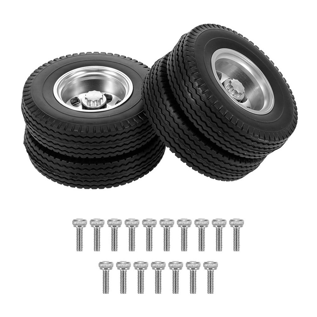 2 Stuks Voor Rc Trailer Banden Aluminium Naven Voor 1/14 Voor Tamiya 10 Spoke Tire Tractor Truck Rc Crawler: rear wheels