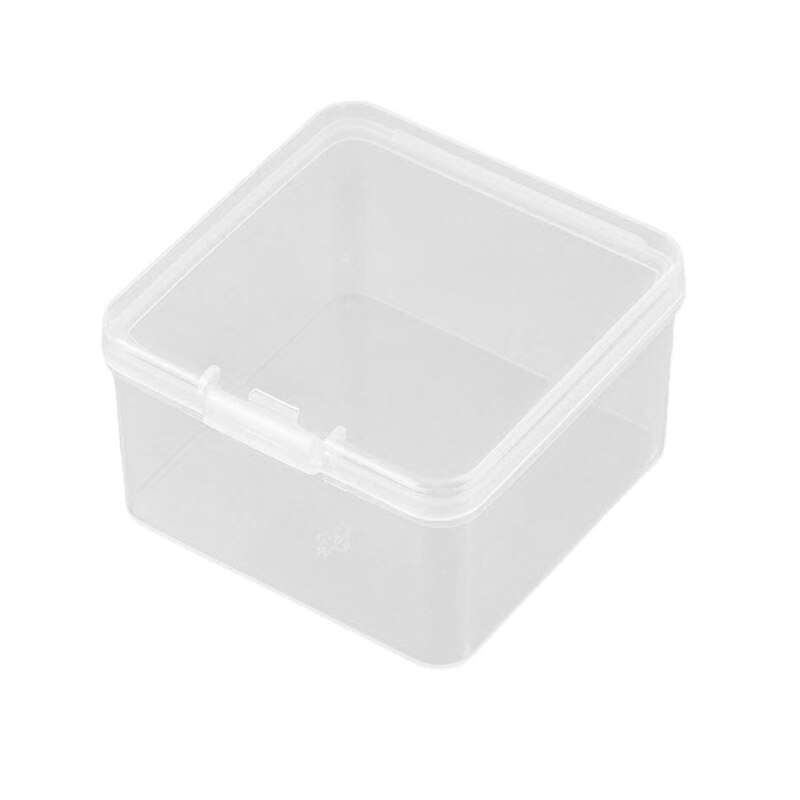 2.56x2.56x1.5in Plastic Box Clear Storage Containers Box Square Storage Containers Box w/ Hinged Lid for Small Items