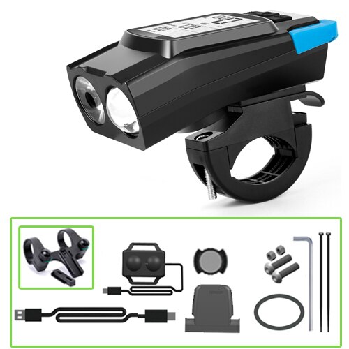 Campanello per bici anello elettronico avvisatori acustici faro per Computer 3 in 1 120DB accessori per biciclette con allarme ad aria forte: Blue H3