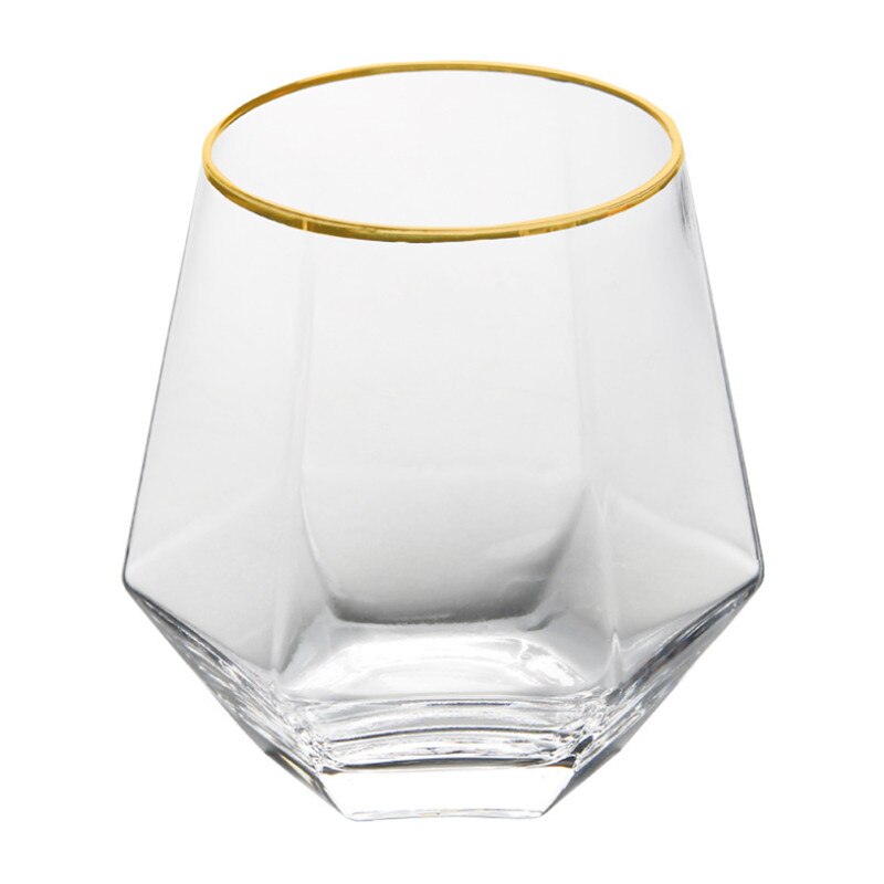 Krystallglass kopp gylden kant gjennomsiktig kaffe melk te krus geometrisk whiskyglass hjem bar drinkware par: Phnom penh