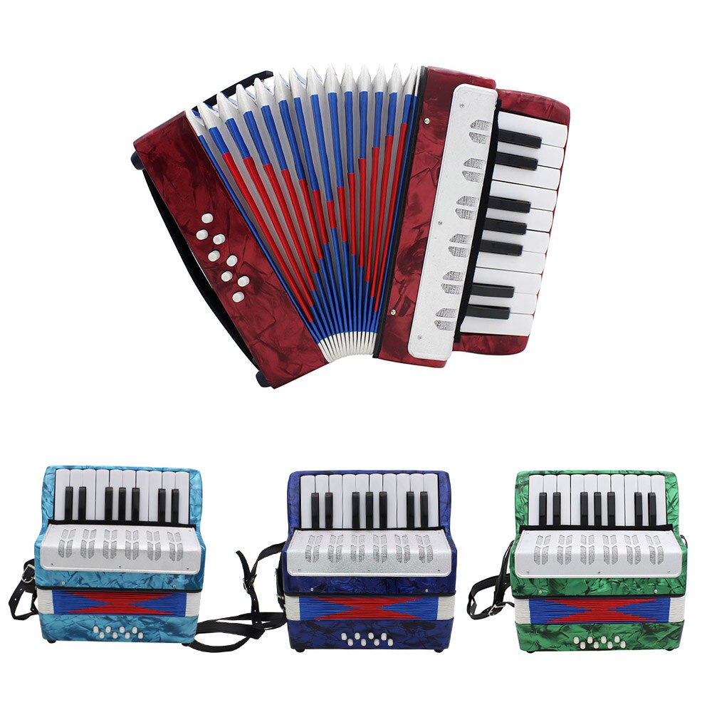 Mini 17-Key Accordion Durable 8 Bass Accordion Educational Musical Instrument Toy for Amateur Beginner Best