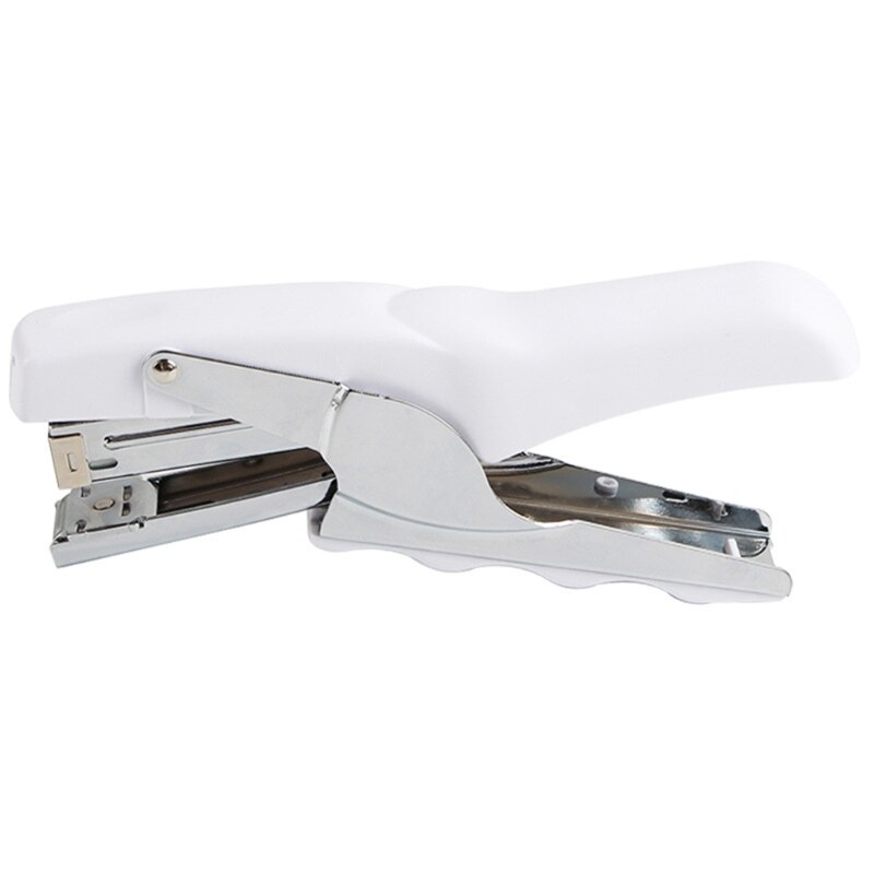 Metal Hand Held Stapler Desktop Manual Plier Stapler Labor-Saving Binding Machine School Office Supply Student Stationery: White