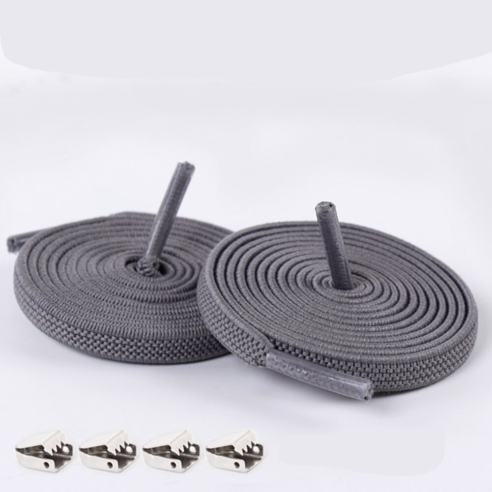 1 Paar Casual Geen Tie Schoenveters Voor Sneakers Stretch Elastische Lui Geen Stropdas Platte Veters 100 Cm Snoep Kleur sport Outdoor Strings: Donkergrijs