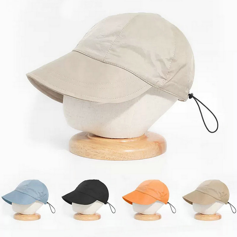 Wide Brim Fisherman Sun Hat Foldable Drawstring Adjustable Caps for Men Women Beach Hats Summer Quick-drying Visors Cap