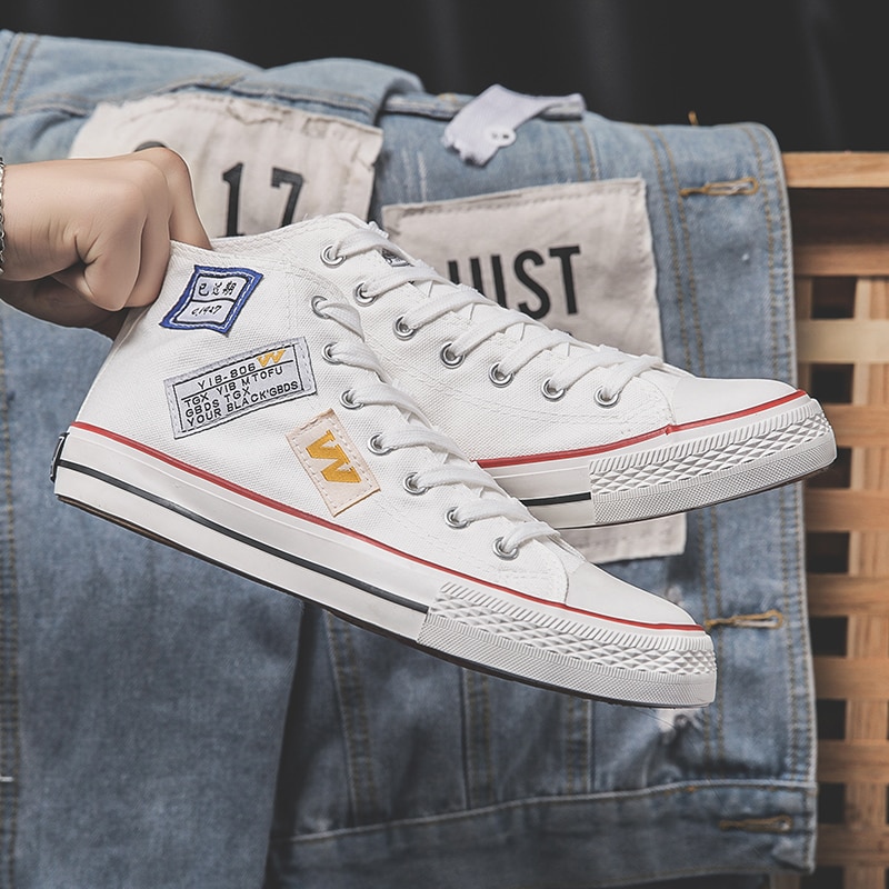 Menn casual vulkanisere sko billige lerret sko menn komfortable høy topp sneaker menn pustende walking sko rozoball