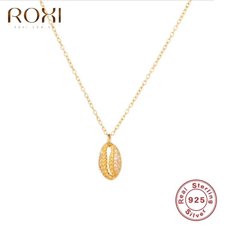 ROXI Böhmen Edelsteine Shell Anhänger Halsketten für Frauen Halsband Gold Halskette Feine Schmuck Ketten Sterling Silber 925 Collares