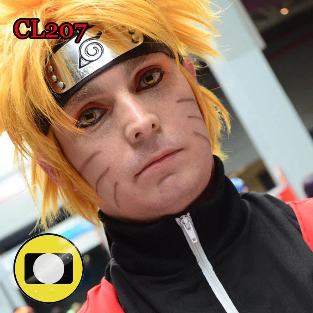 Lentes de contacto amarillas para Halloween, lentes de animación con personajes de dibujos animados japoneses populares, CL207 SENNIN