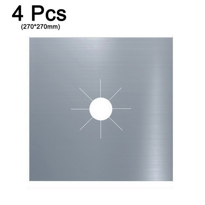 1/2/4 szt. Pakiet folia ochronna na kuchenkę gazową kuchenka obudowa ochronna kuchenka gazowa palnik płyty kuchennej ochraniacz akcesoria kuchenne: 4 szt Sliver