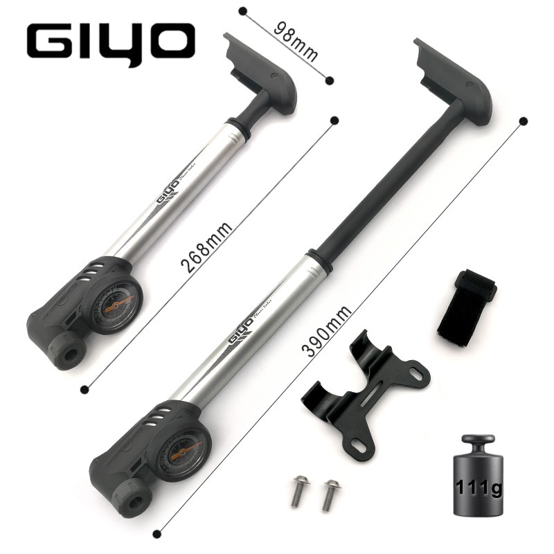 GIYO GP-43CA Portable Mini MTB Mountain Bike Pump Gauge 120 psi High Pressure Hand Air Pumps Bicycle Tire Inflator