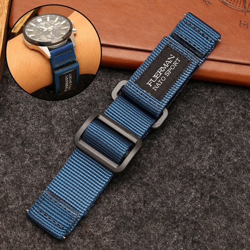 top de Nylon de la OTAN correa de reloj para S-eiko n° 5 007 serie deporte correa de reloj 20mm, 22mm, 24mm de la OTAN reloj banda: blue / 24 mm