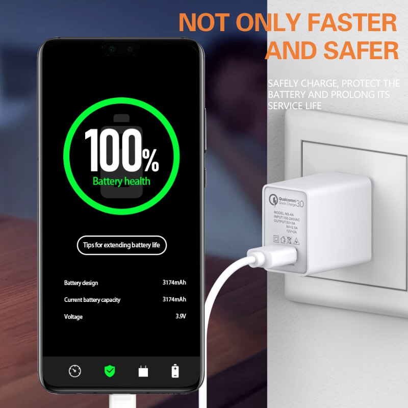 NAISU 24W Quick Charge QC 3,0 USB Ladegerät Handy Wand Schnelle Lade Adapter Für iPhone Huawei Samsung Xiaomi note8 Langlebig