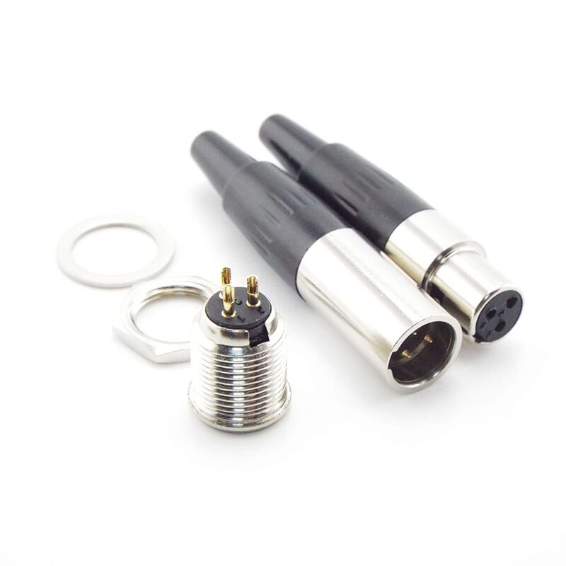 Mini Audio Adapter Microphone 3Pin XLR Male Female Power Plug Soldering Straight MIC Connector