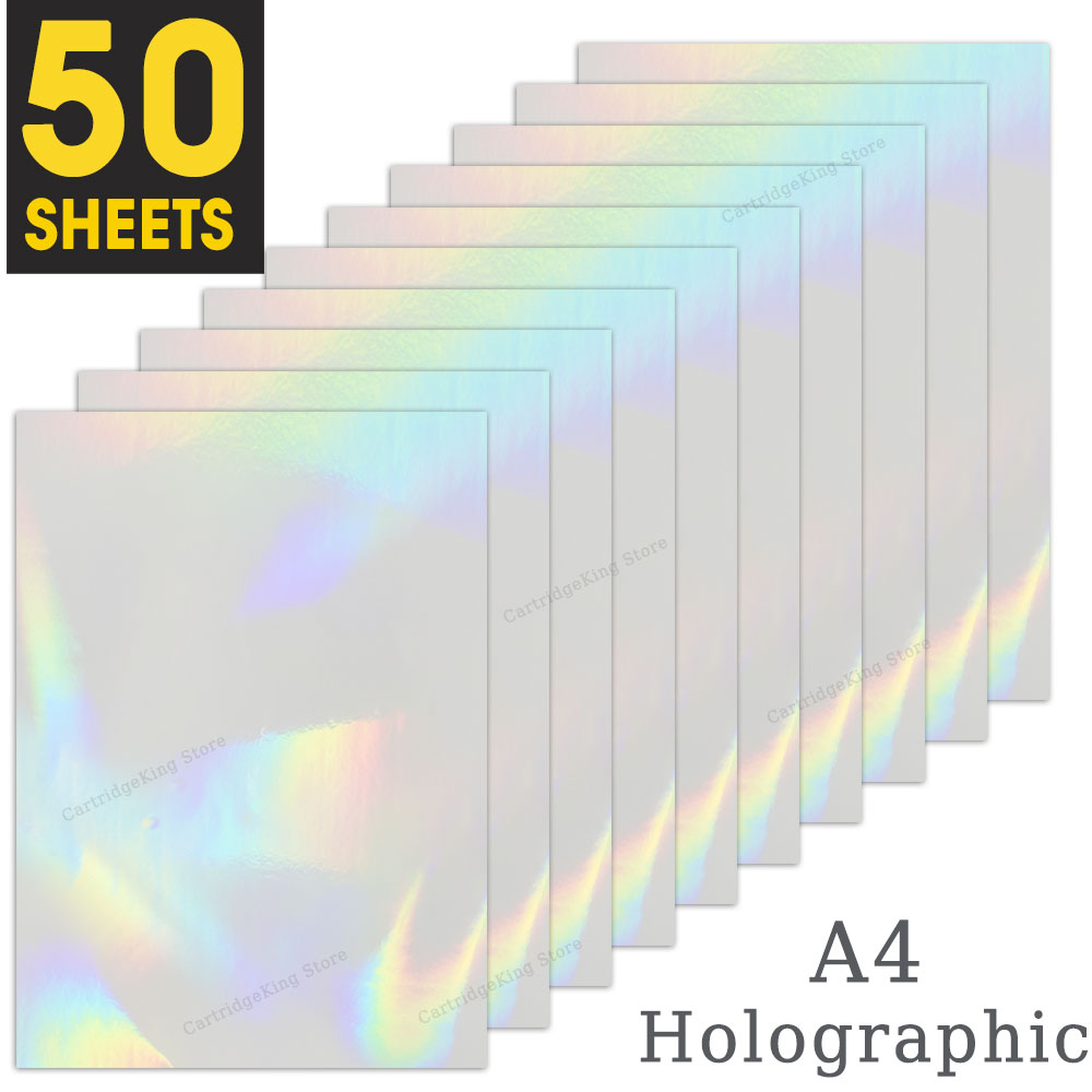 50 hojas de cinta adhesiva holográfica de lámina de arena, estampado en en papel fotográfico A4, película laminada en frío, paquete DIY, tarjeta de Color: YELLOW