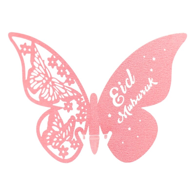 100Pcs 3D Vlinder Nummer Naam Papier Plaats Kaarten Wine Glass Cup Card Eid Mubarak Ramadan Wedding Party Decoratie: PK