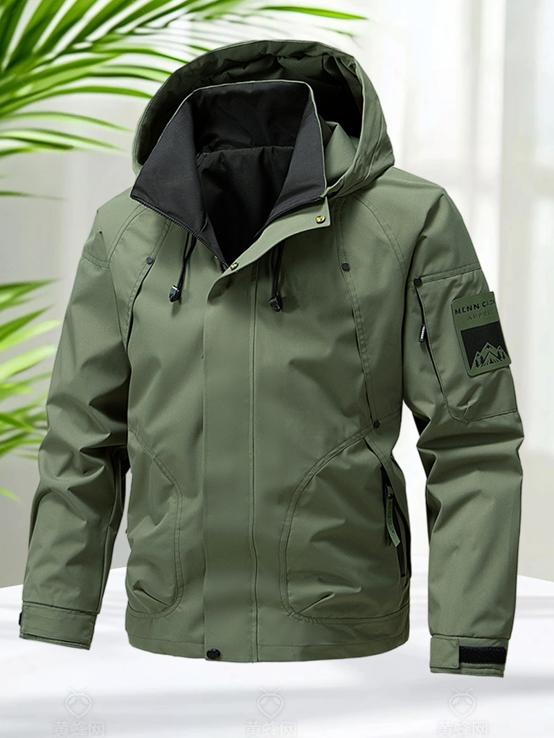Waterproof Jacket Men Outdoor Softshell Zip Up Hooded Jacket Windbreaker Hiking Camping Coats Lightweight Spring Autumn Coats