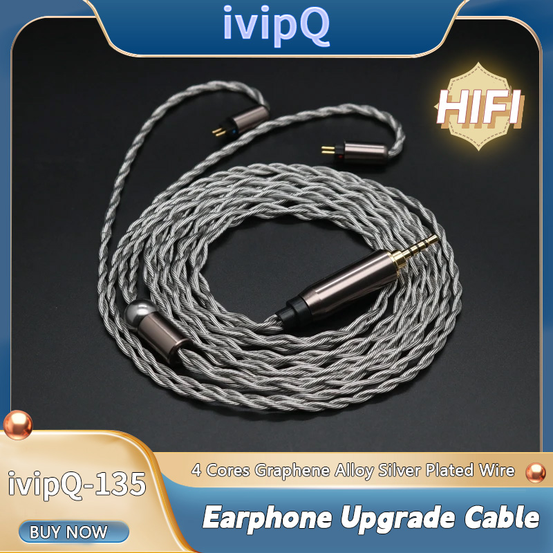 IvipQ 4 rdzenie stop grafenu posrebrzany drut MMCX 0.78mm 2 PIN QDC TFZ zamiennik kabel do słuchawek kabel do aktualizacji Audio