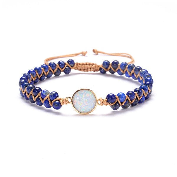 Bedel yoga chakra's natuursteen armbanden afrikaanse jasper touw gevlochten armbanden yoga vriendschap minnaar armband polsbandje: Lapis lazuli