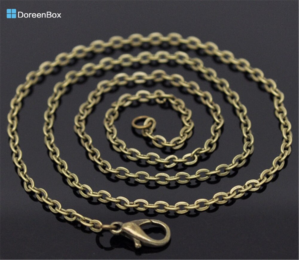 Doreen Box - 12 Bronze Tone Lobster Clasp Link Chain Necklaces 20" (B12922)