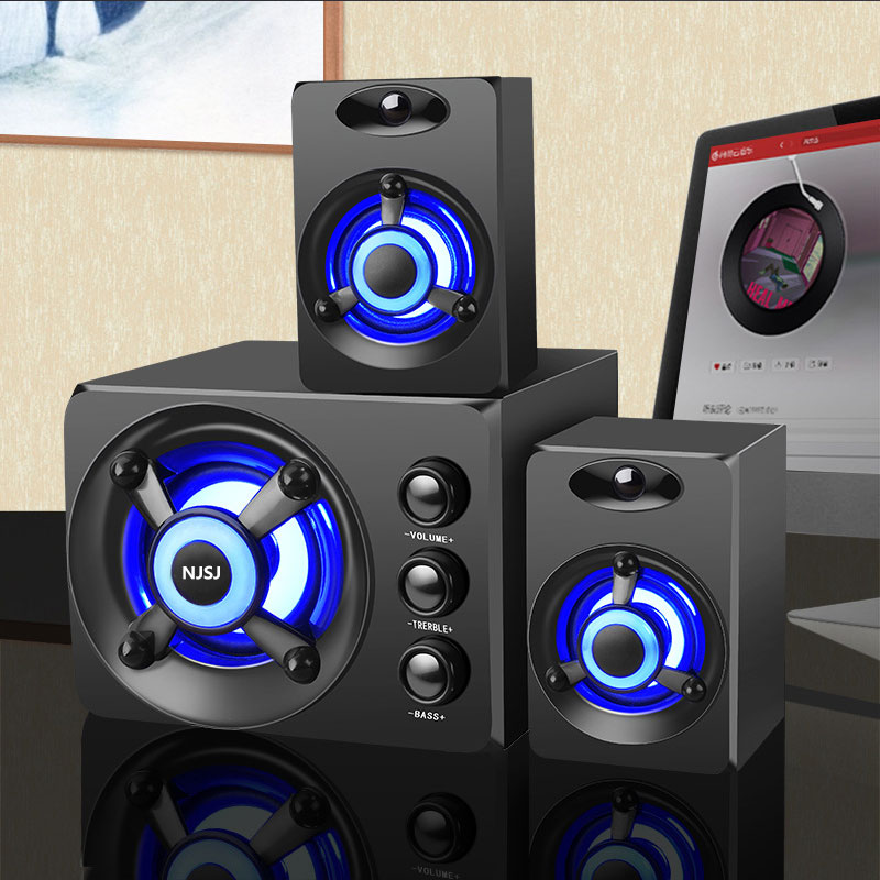 NJSJ Computer Speakers with Subwoofer 2.1 Powered Sound System, Cool Colorful LED, Multimedia Speaker with Line-in USB