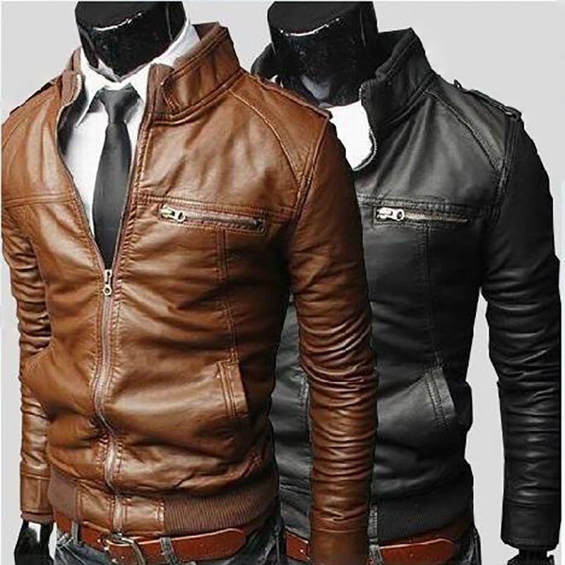Men's Locomotive Coat Jacket Spring Jacket Men Leather Windbreaker Coats Motorcycle Leather
