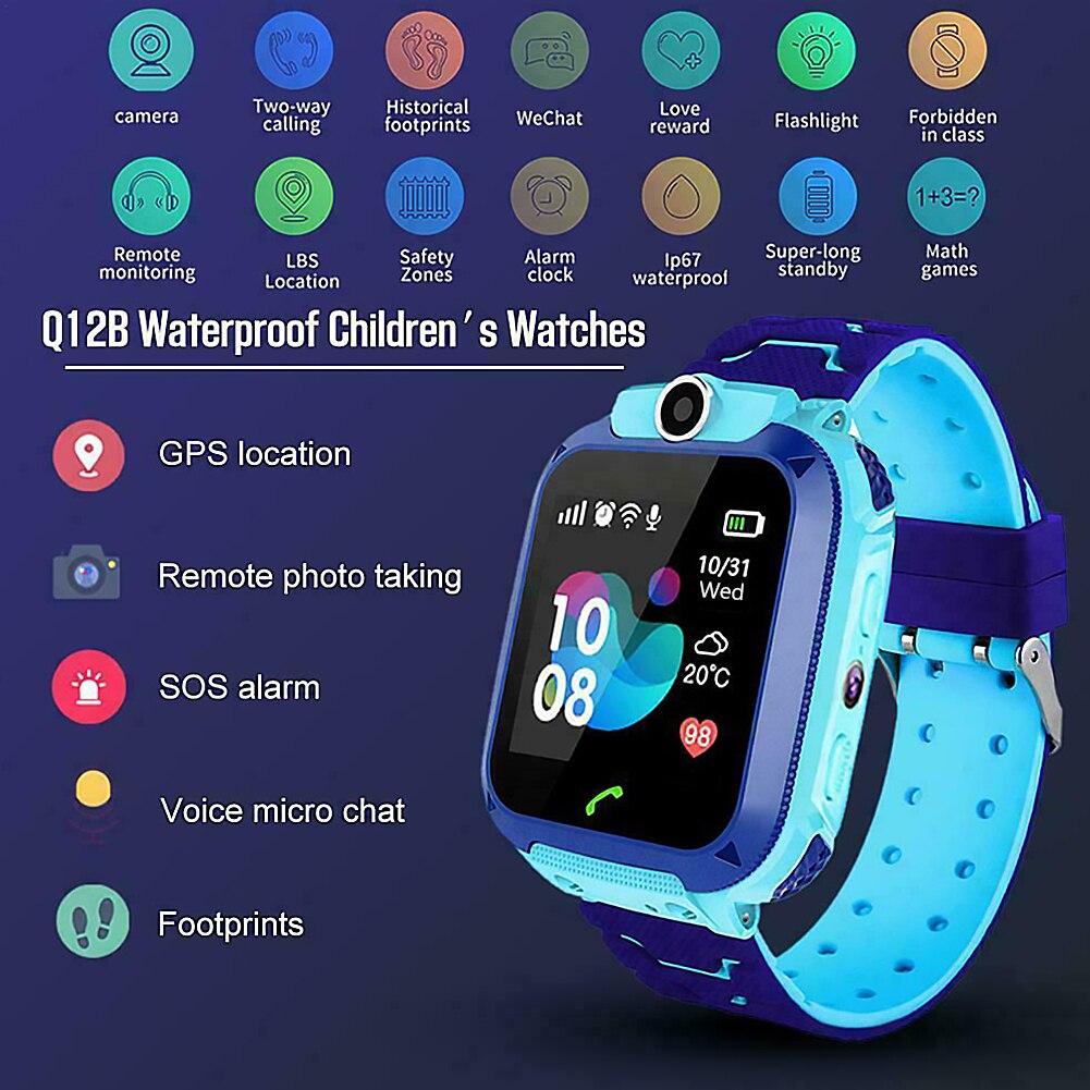 Q12 freundlicher Clever Uhr SOS Telefon Uhr Smartwatch Für freundlicher Jungen Mädchen Armbinde Armbinde Clever IP67 Tracker freundlicher Uhren