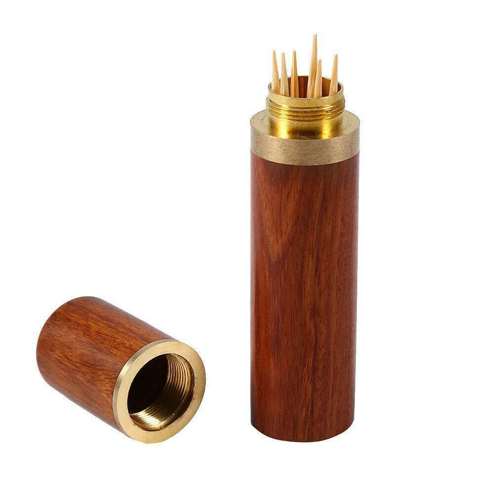 4x Portable Retro Wooden Toothpick Holder Pocket Toothpick Dispenser Bucket Tool 1.8 Cm Diameter Toothpick Holders