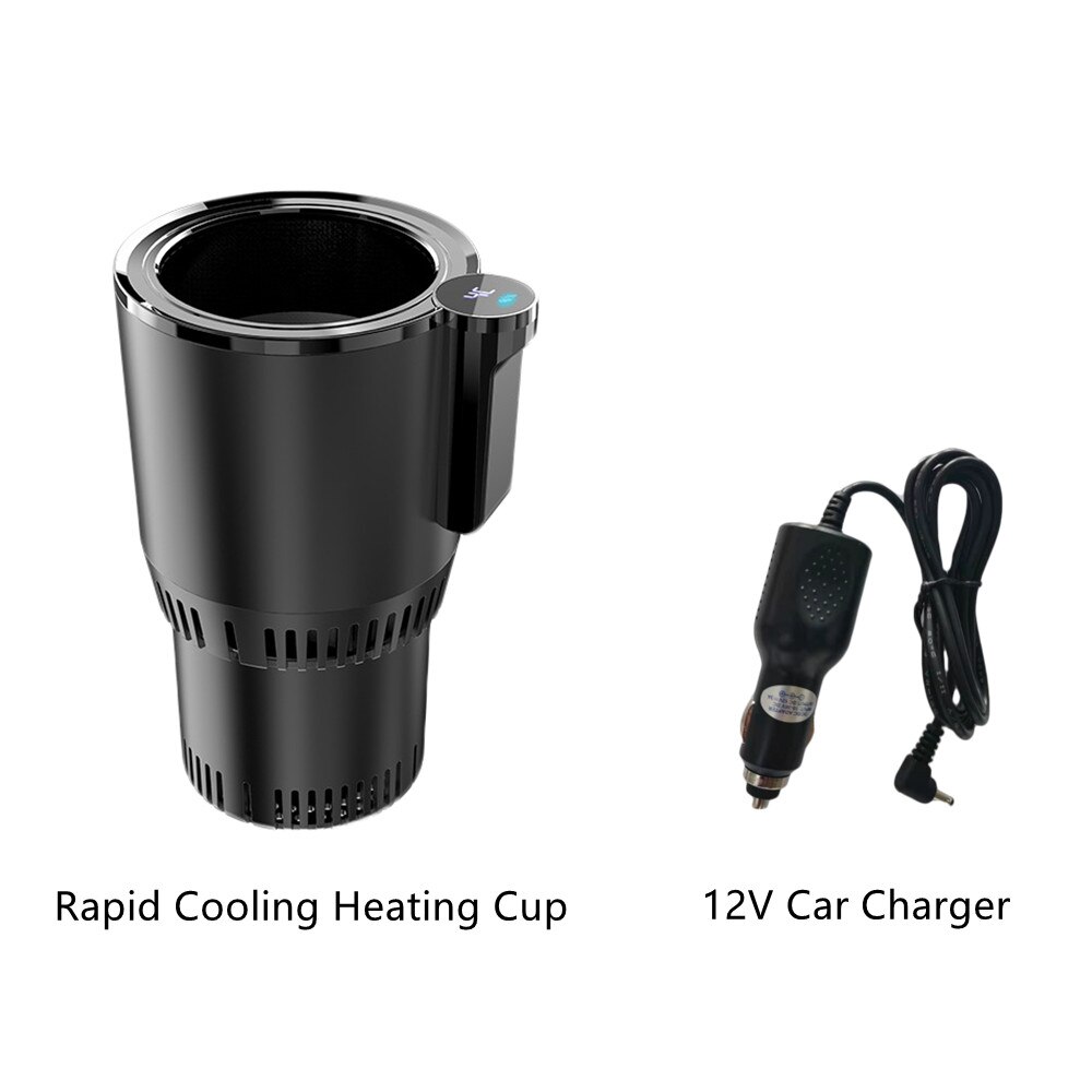 Smart &amp; Koud Cup Drankjes Houders Home Office Snelle Koeling Verwarming Isolatie Elektrische Cup Mini Koelkast Kan/Mok holde: Black 12V Charger