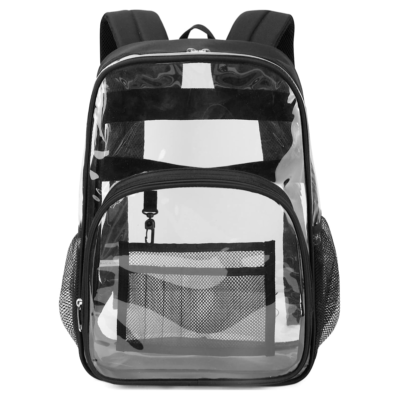 Mochila impermeável transparente de grande capacidade, bolsa de escola plástica para meninas, sólido claro, moda masculina