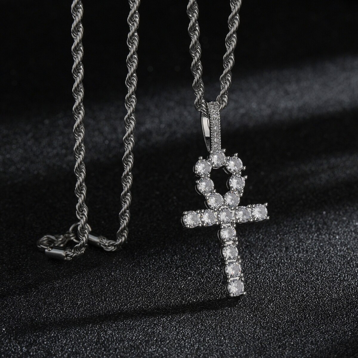 Sifisrri Verschiedene Vintage Edelstahl Diamant Kreuz Choker Halskette für Frauen Twist Kette Geburtstag Schmuck: Style 3 Silver / 20inch 50cm