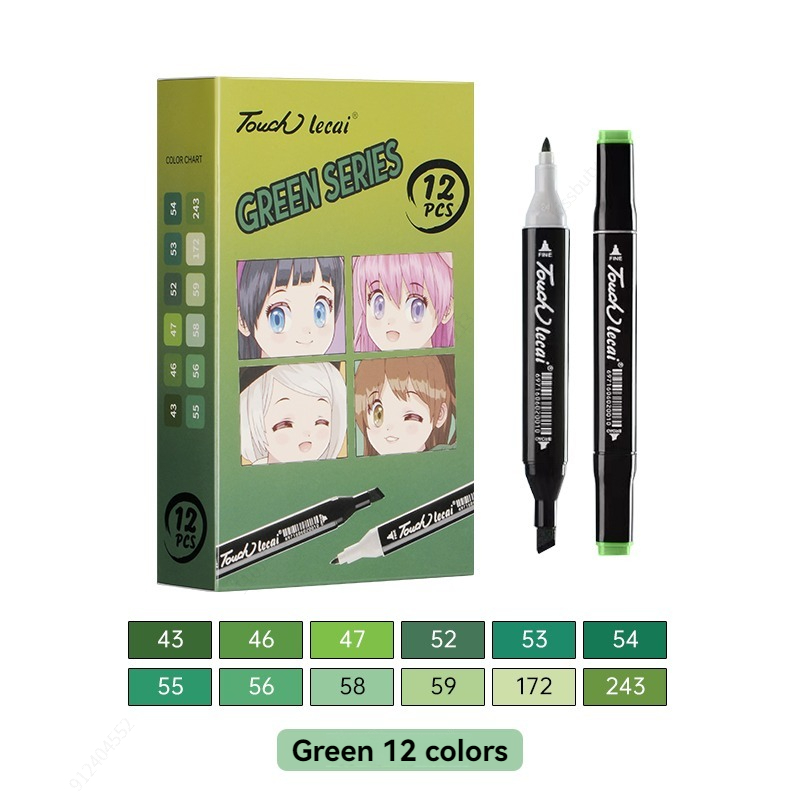 Rotuladores de uso artístico , 12 colores, bolígrafo de fieltro con Alcohol, marcadores para bocetos de Manga, pincel doble, suministros de arte, juego de dibujo: Azul marino