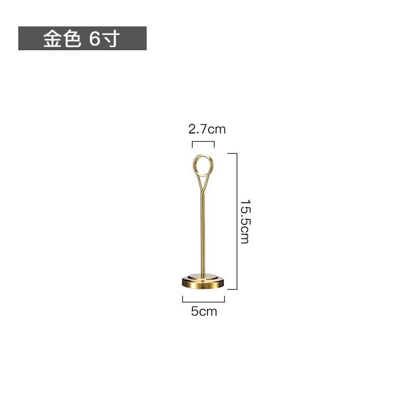 Rustfrit stål bord nummer holder sted kort holder bord billede holder tråd foto holder klip menu memo note stand: Guld stort
