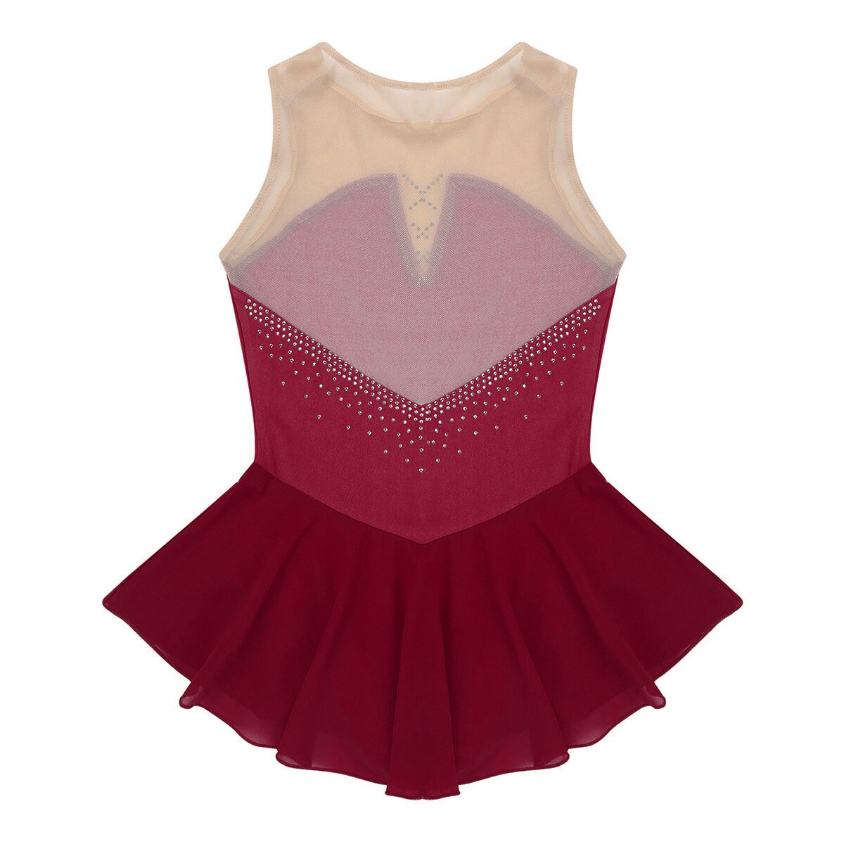 Îmbrăcăminte de dans din plasă cu strasuri strălucitoare pentru copii, costum de performanță pentru competiție, balet, gimnastică, tricou pentru fete, rochie de patinaj artistic