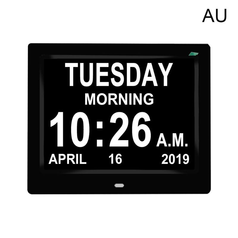 8Inch IPS Digital Clock Calendar with Date Day Reminder for Elderly and Children B85C: BK-AU