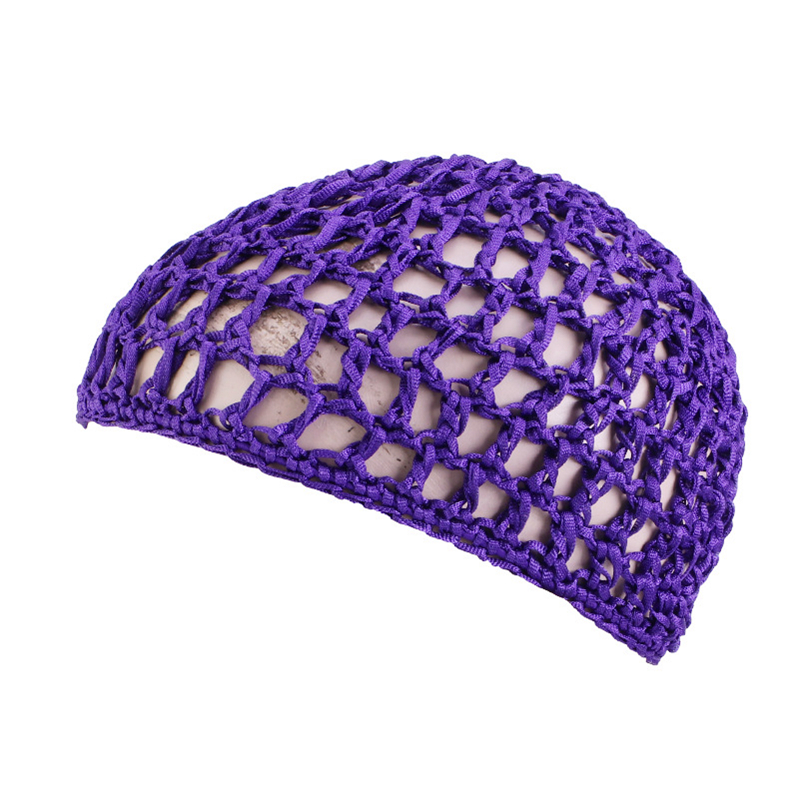 1 unidad de malla de ganchillo para el cabello, gorro tejido para el cabello, gorro de noche, gorro para dormir para mujer, accesorios para cubrir la cabeza de la peluca: Morado