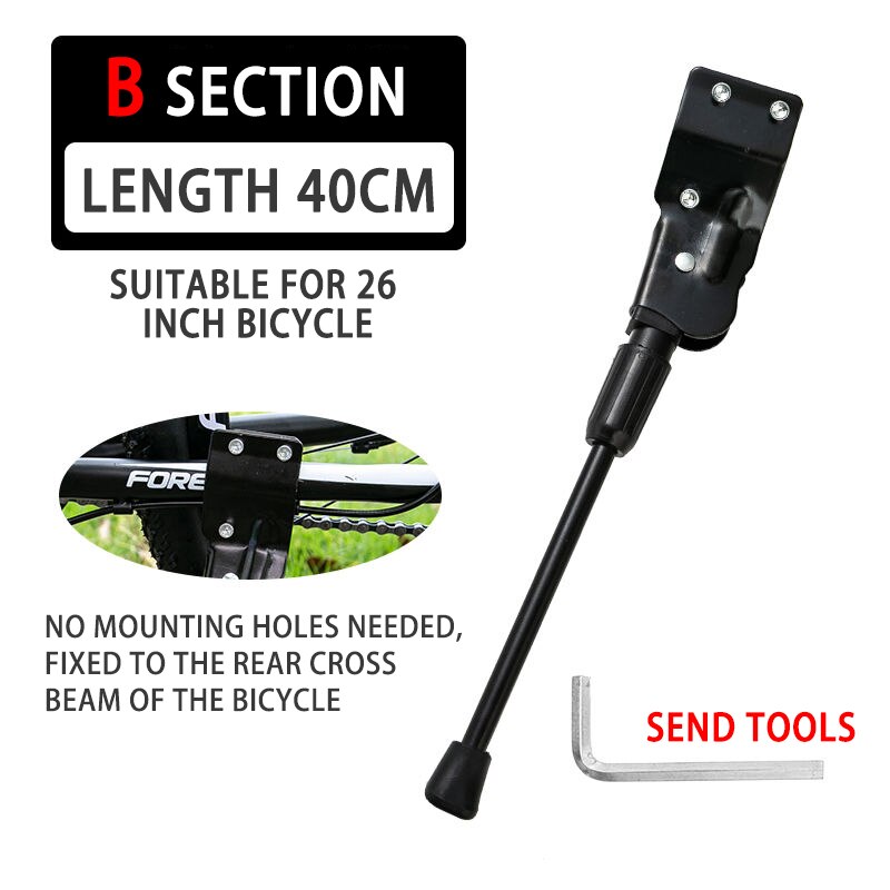 Adjustable Road Bicycle Rear Stand Cooter Kickstand Bicycle Kick Stand Mountain Bike Support Side Kick Stand Cycling Foot Brace: B 40CM